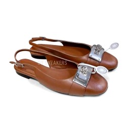 Hermes Leather Flats Brown