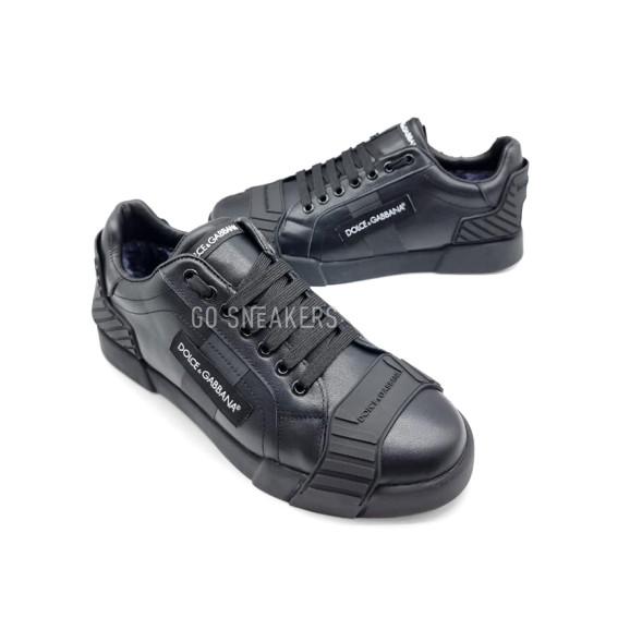 Мужские зимние кроссовки Dolce &amp;amp; Gabbana Man Winter Leather Black