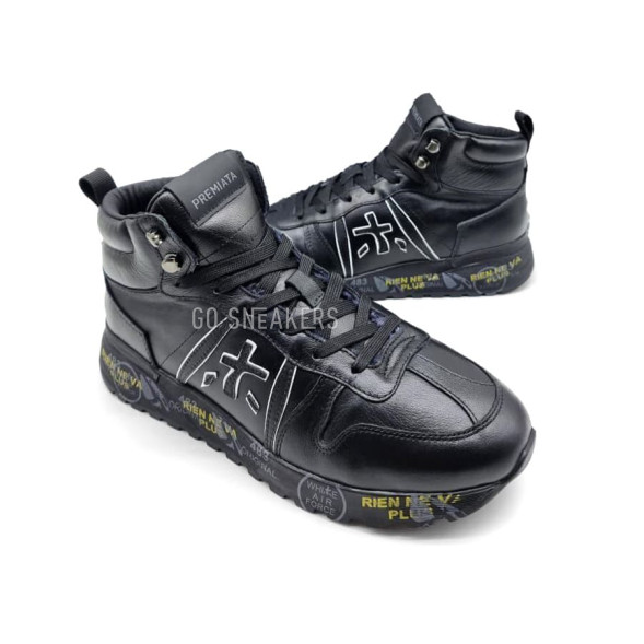 Мужские зимние кроссовки Premiata Leather High Man Winter Black