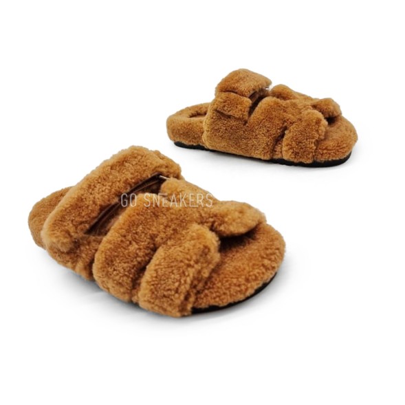 Женские сандалии Hermes Flip-flops Wool Brown
