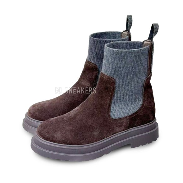 Женские челси Brunello Cucinelli Suede Chelsea Boot Chocolate