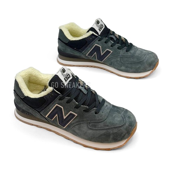 Мужские зимние кроссовки New Balance 574 Suede Dark Grey Winter