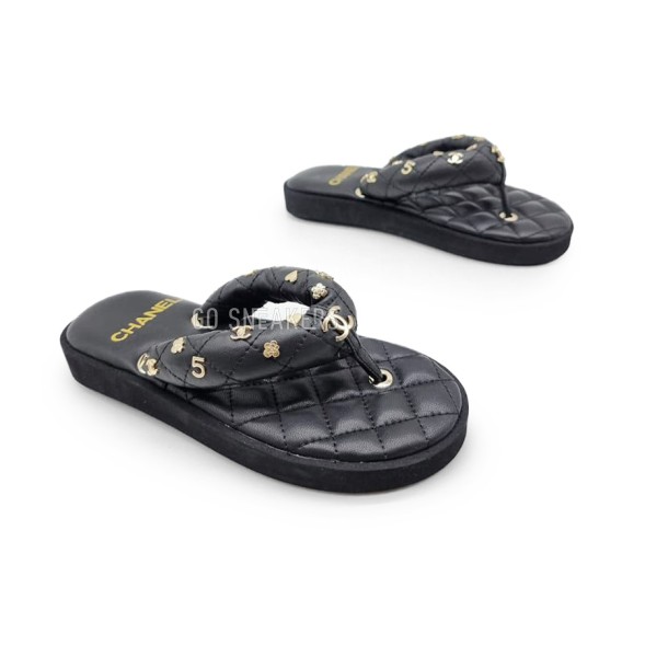 Женские шлепки Chanel 5 Flip-flops Black