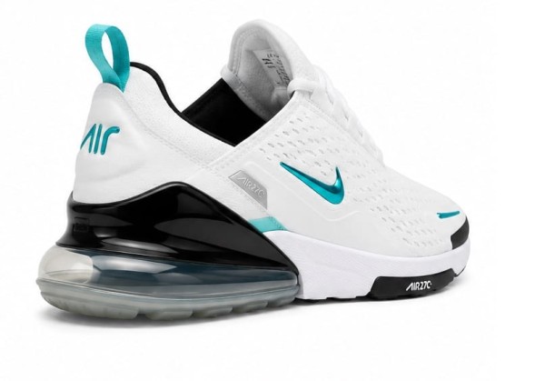 Унисекс кроссовки Nike Air Max 270 White/Black Turquoise Swoosh